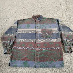 Vintage Basic Equipment Shirt Mens Medium Flannel Southwestern Aztec Button 90s